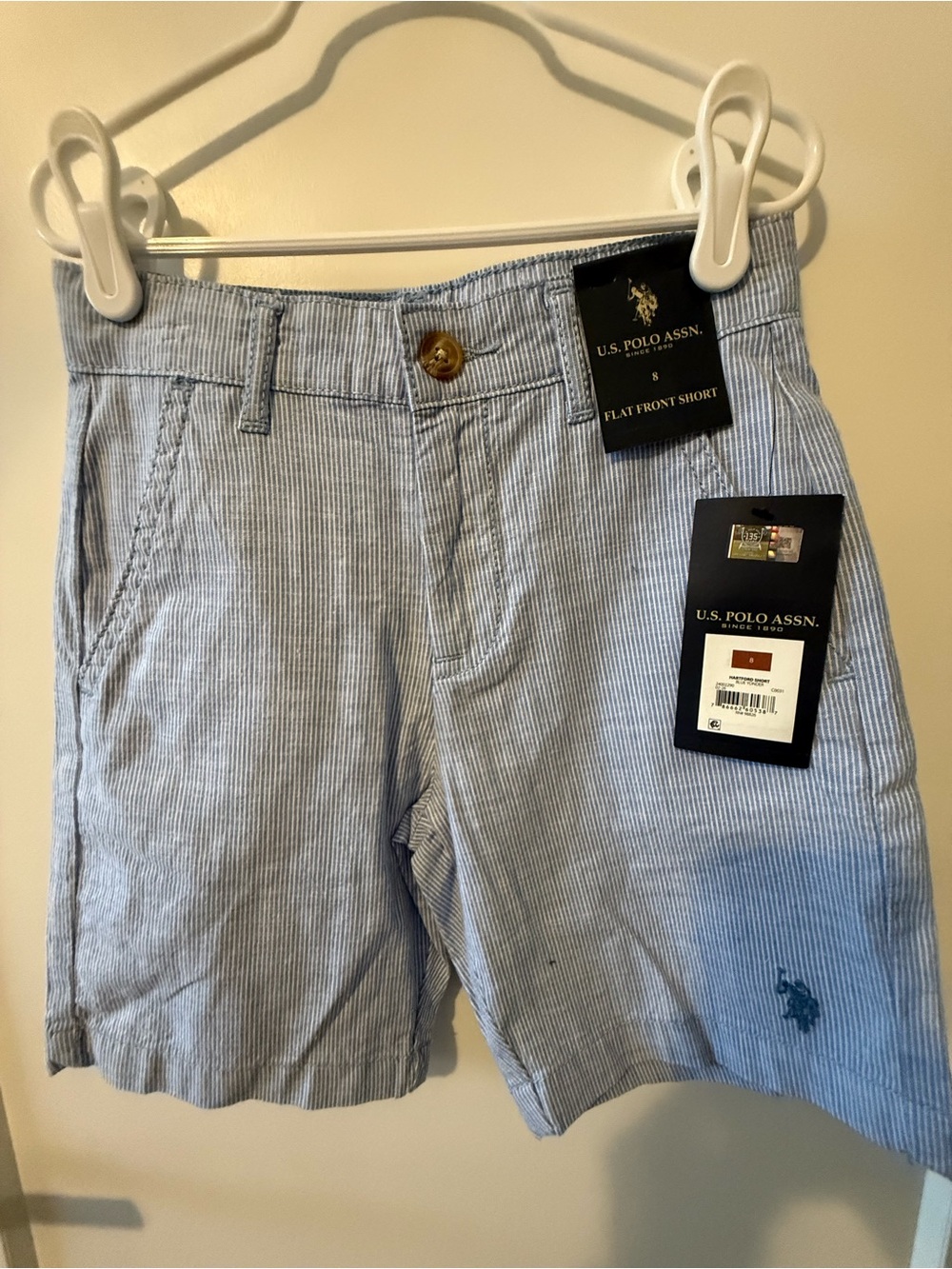 NWT-U.S. Polo Assn. Light Blue Seersucker Kid’s Shorts